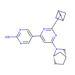 Nc1ncc(-c2cc(N3C[C@@H]4CC[C@H]3C4)nc(N3CC4CC3C4)n2)cn1 ZINC000653762387