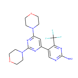Nc1ncc(-c2cc(N3CCOCC3)nc(N3CCOCC3)n2)c(C(F)(F)F)n1 ZINC000084634436