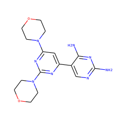 Nc1ncc(-c2cc(N3CCOCC3)nc(N3CCOCC3)n2)c(N)n1 ZINC000043154041