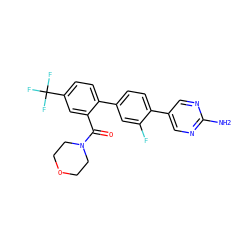 Nc1ncc(-c2ccc(-c3ccc(C(F)(F)F)cc3C(=O)N3CCOCC3)cc2F)cn1 ZINC000224743984
