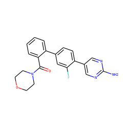 Nc1ncc(-c2ccc(-c3ccccc3C(=O)N3CCOCC3)cc2F)cn1 ZINC000224801721