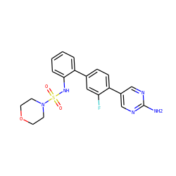Nc1ncc(-c2ccc(-c3ccccc3NS(=O)(=O)N3CCOCC3)cc2F)cn1 ZINC000224687758