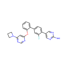 Nc1ncc(-c2ccc(-c3ccccc3Oc3cc(N4CCC4)ncn3)cc2F)cn1 ZINC000224807230