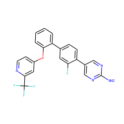 Nc1ncc(-c2ccc(-c3ccccc3Oc3ccnc(C(F)(F)F)c3)cc2F)cn1 ZINC000224756247