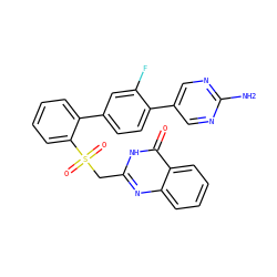 Nc1ncc(-c2ccc(-c3ccccc3S(=O)(=O)Cc3nc4ccccc4c(=O)[nH]3)cc2F)cn1 ZINC000224740142
