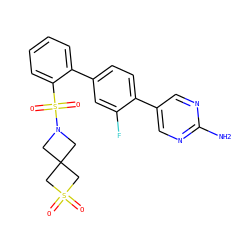 Nc1ncc(-c2ccc(-c3ccccc3S(=O)(=O)N3CC4(C3)CS(=O)(=O)C4)cc2F)cn1 ZINC000224718162