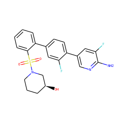 Nc1ncc(-c2ccc(-c3ccccc3S(=O)(=O)N3CCC[C@H](O)C3)cc2F)cc1F ZINC000224799864