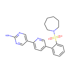 Nc1ncc(-c2ccc(-c3ccccc3S(=O)(=O)N3CCCCCC3)cn2)cn1 ZINC000224846076