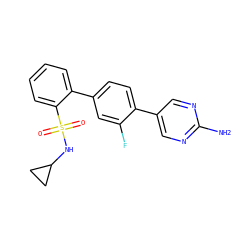 Nc1ncc(-c2ccc(-c3ccccc3S(=O)(=O)NC3CC3)cc2F)cn1 ZINC000224709061