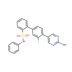 Nc1ncc(-c2ccc(-c3ccccc3S(=O)(=O)Nc3ccccc3)cc2F)cn1 ZINC000224736467