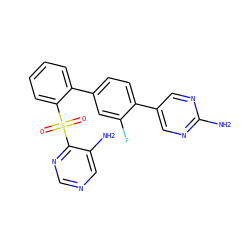 Nc1ncc(-c2ccc(-c3ccccc3S(=O)(=O)c3ncncc3N)cc2F)cn1 ZINC000224806511