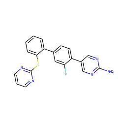 Nc1ncc(-c2ccc(-c3ccccc3Sc3ncccn3)cc2F)cn1 ZINC000224730188