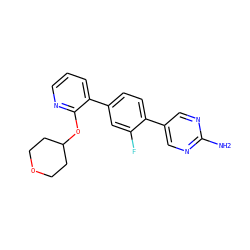 Nc1ncc(-c2ccc(-c3cccnc3OC3CCOCC3)cc2F)cn1 ZINC000224791271