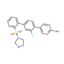 Nc1ncc(-c2ccc(-c3cccnc3S(=O)(=O)[C@@H]3CCNC3)cc2F)cn1 ZINC000224765949