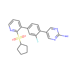 Nc1ncc(-c2ccc(-c3cccnc3S(=O)(=O)C3CCCC3)cc2F)cn1 ZINC000224745079