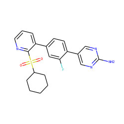 Nc1ncc(-c2ccc(-c3cccnc3S(=O)(=O)C3CCCCC3)cc2F)cn1 ZINC000224826854