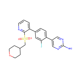 Nc1ncc(-c2ccc(-c3cccnc3S(=O)(=O)CC3CCOCC3)cc2F)cn1 ZINC000224788258