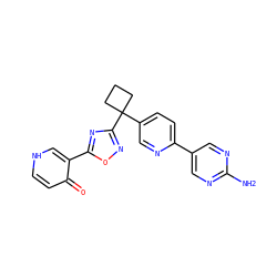 Nc1ncc(-c2ccc(C3(c4noc(-c5c[nH]ccc5=O)n4)CCC3)cn2)cn1 ZINC000096175512