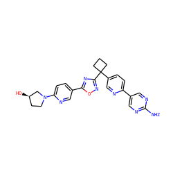 Nc1ncc(-c2ccc(C3(c4noc(-c5ccc(N6CC[C@@H](O)C6)nc5)n4)CCC3)cn2)cn1 ZINC000096175447
