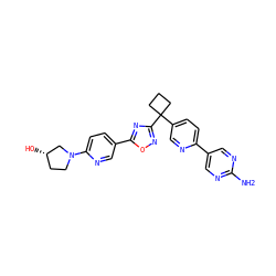 Nc1ncc(-c2ccc(C3(c4noc(-c5ccc(N6CC[C@H](O)C6)nc5)n4)CCC3)cn2)cn1 ZINC000096175452