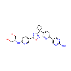 Nc1ncc(-c2ccc(C3(c4noc(-c5ccc(NC(CO)CO)nc5)n4)CCC3)cn2)cn1 ZINC000114767945