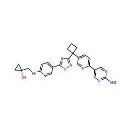 Nc1ncc(-c2ccc(C3(c4noc(-c5ccc(NCC6(O)CC6)nc5)n4)CCC3)cn2)cn1 ZINC000114767997