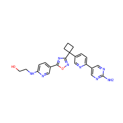 Nc1ncc(-c2ccc(C3(c4noc(-c5ccc(NCCO)nc5)n4)CCC3)cn2)cn1 ZINC000114767943