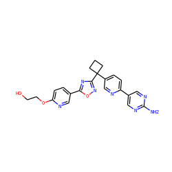Nc1ncc(-c2ccc(C3(c4noc(-c5ccc(OCCO)nc5)n4)CCC3)cn2)cn1 ZINC000096175425