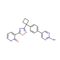 Nc1ncc(-c2ccc(C3(c4noc(-c5ccc[nH]c5=O)n4)CCC3)cc2)cn1 ZINC000149776453