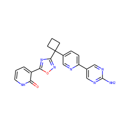 Nc1ncc(-c2ccc(C3(c4noc(-c5ccc[nH]c5=O)n4)CCC3)cn2)cn1 ZINC000114767963