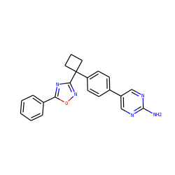 Nc1ncc(-c2ccc(C3(c4noc(-c5ccccc5)n4)CCC3)cc2)cn1 ZINC000149737792