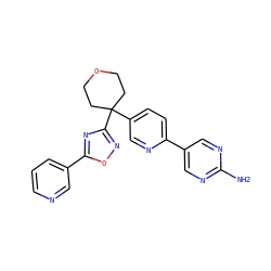 Nc1ncc(-c2ccc(C3(c4noc(-c5cccnc5)n4)CCOCC3)cn2)cn1 ZINC000096175477
