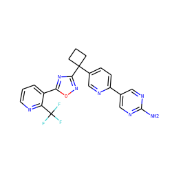 Nc1ncc(-c2ccc(C3(c4noc(-c5cccnc5C(F)(F)F)n4)CCC3)cn2)cn1 ZINC000096175514