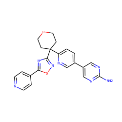 Nc1ncc(-c2ccc(C3(c4noc(-c5ccncc5)n4)CCOCC3)nc2)cn1 ZINC000096175543