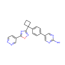 Nc1ncc(-c2ccc(C3(c4noc(-c5ccnnc5)n4)CCC3)cc2)cn1 ZINC000149724197