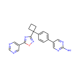 Nc1ncc(-c2ccc(C3(c4noc(-c5cncnc5)n4)CCC3)cc2)cn1 ZINC000149723956