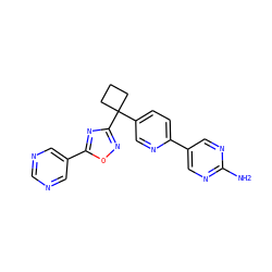 Nc1ncc(-c2ccc(C3(c4noc(-c5cncnc5)n4)CCC3)cn2)cn1 ZINC000096175505