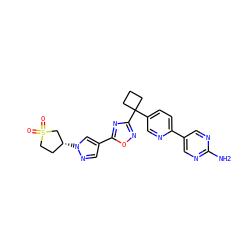 Nc1ncc(-c2ccc(C3(c4noc(-c5cnn([C@@H]6CCS(=O)(=O)C6)c5)n4)CCC3)cn2)cn1 ZINC000096175544