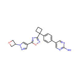 Nc1ncc(-c2ccc(C3(c4noc(-c5cnn(C6COC6)c5)n4)CCC3)cc2)cn1 ZINC000149758672