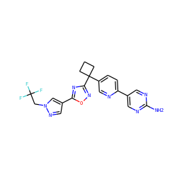 Nc1ncc(-c2ccc(C3(c4noc(-c5cnn(CC(F)(F)F)c5)n4)CCC3)cn2)cn1 ZINC000096175474