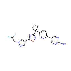 Nc1ncc(-c2ccc(C3(c4noc(-c5cnn(CC(F)F)c5)n4)CCC3)cn2)cn1 ZINC000096175473
