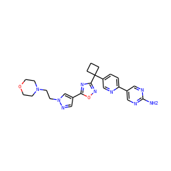 Nc1ncc(-c2ccc(C3(c4noc(-c5cnn(CCN6CCOCC6)c5)n4)CCC3)cn2)cn1 ZINC000096175546
