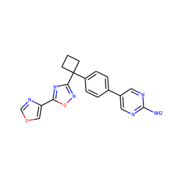 Nc1ncc(-c2ccc(C3(c4noc(-c5cocn5)n4)CCC3)cc2)cn1 ZINC000149794871
