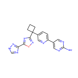 Nc1ncc(-c2ccc(C3(c4noc(-c5nc[nH]n5)n4)CCC3)cn2)cn1 ZINC000096175525