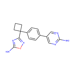 Nc1ncc(-c2ccc(C3(c4noc(N)n4)CCC3)cc2)cn1 ZINC000150077852