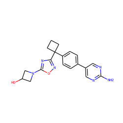 Nc1ncc(-c2ccc(C3(c4noc(N5CC(O)C5)n4)CCC3)cc2)cn1 ZINC001772617391