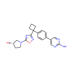 Nc1ncc(-c2ccc(C3(c4noc(N5CC[C@H](O)C5)n4)CCC3)cc2)cn1 ZINC000149807607