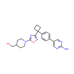 Nc1ncc(-c2ccc(C3(c4noc(N5CCC(CO)CC5)n4)CCC3)cc2)cn1 ZINC001772598653