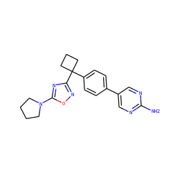 Nc1ncc(-c2ccc(C3(c4noc(N5CCCC5)n4)CCC3)cc2)cn1 ZINC000149881197