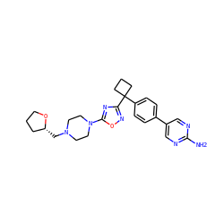 Nc1ncc(-c2ccc(C3(c4noc(N5CCN(C[C@@H]6CCCO6)CC5)n4)CCC3)cc2)cn1 ZINC001772630836